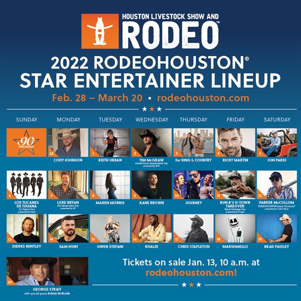 2022 RODEOHOUSTON Entertainer Lineup Houston Livestock Show And Rodeo